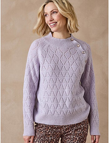 Pull col montant maille fantaisie - DAXON
