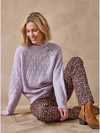 Pull col montant maille fantaisie - DAXON