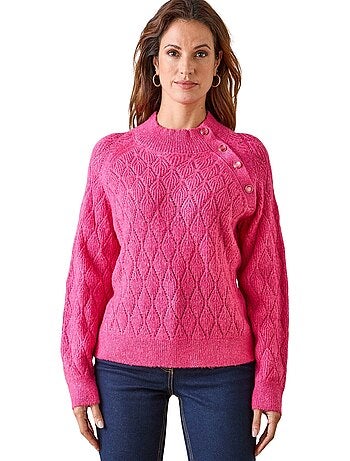 Pull col montant maille fantaisie - DAXON