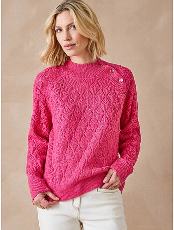 Pull col montant maille fantaisie - DAXON