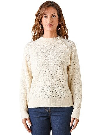 Pull col montant maille fantaisie
