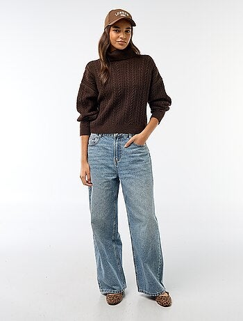 Pull col montant maille torsade