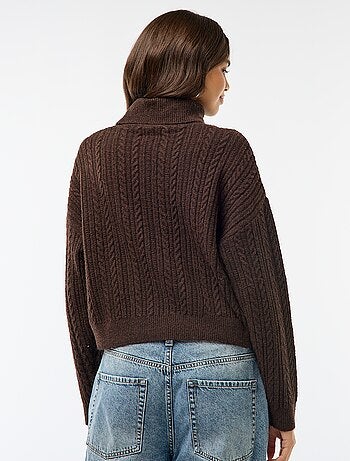 Pull col montant maille torsade