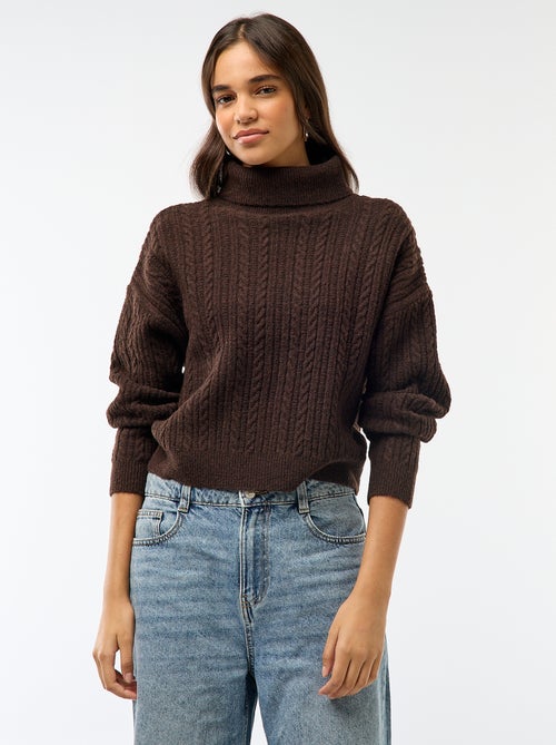 Pull col montant maille torsade - Kiabi