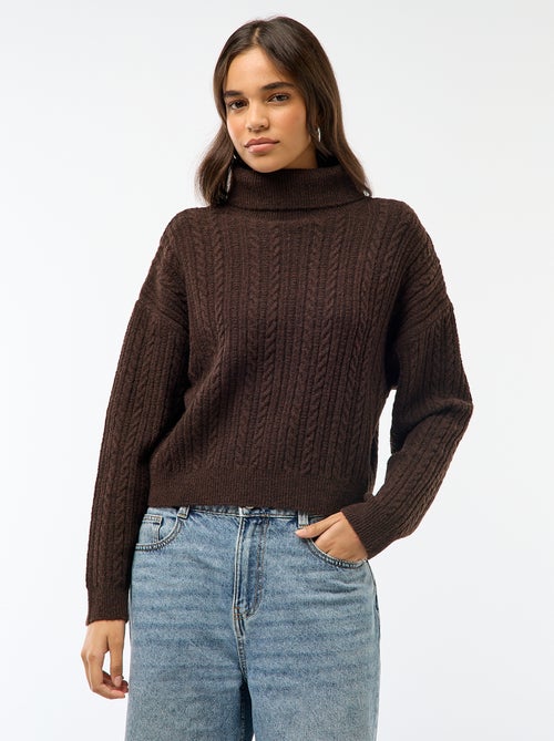 Pull col montant maille torsade - Kiabi
