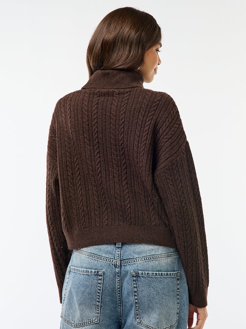 Pull col montant maille torsade - Kiabi