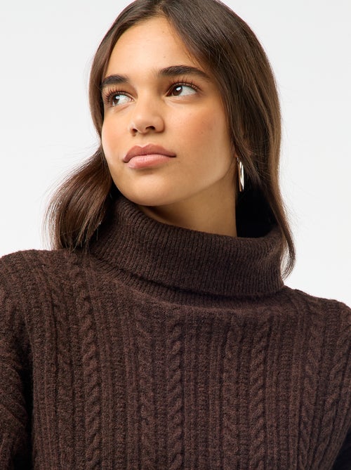 Pull col montant maille torsade - Kiabi