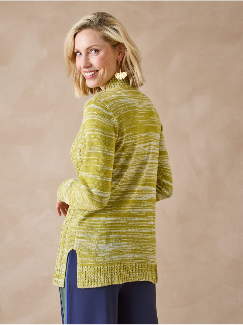Pull col montant maille torsadée - DAXON Blanc Vert - Kiabi