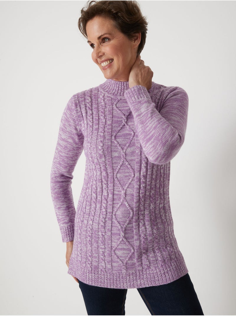 Pull col montant maille torsadée - DAXON Blanc Violet - Kiabi