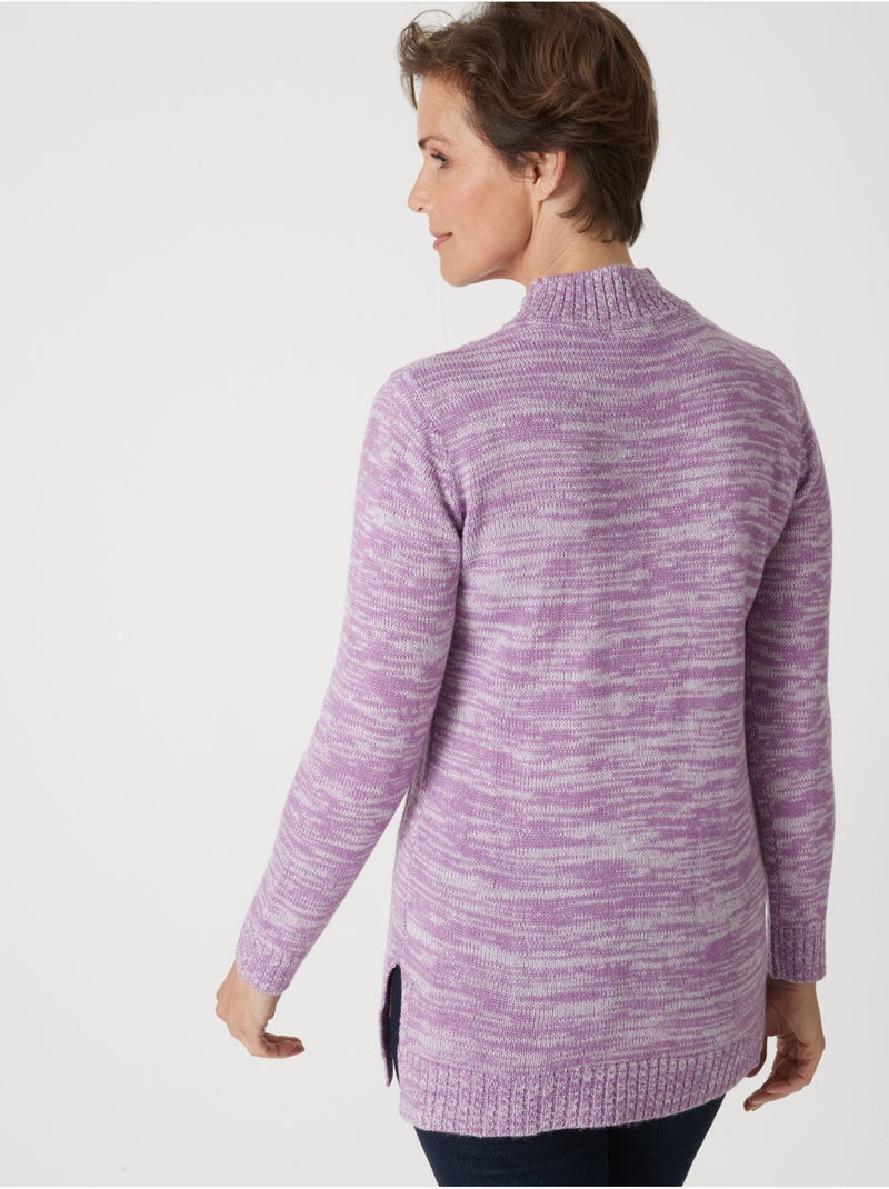 Pull col montant maille torsadée - DAXON Blanc Violet - Kiabi