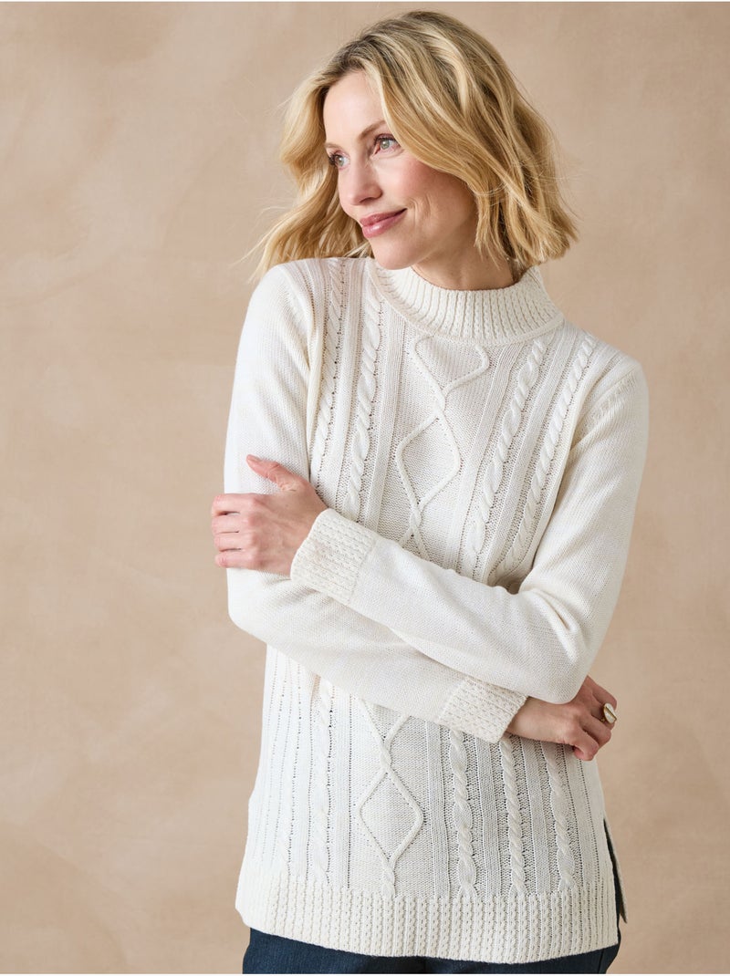 Pull col montant maille torsadée - DAXON Ecru - Kiabi