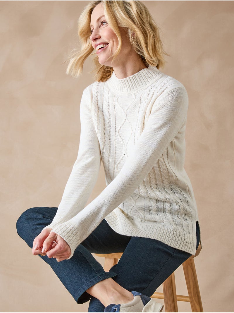 Pull col montant maille torsadée - DAXON Ecru - Kiabi