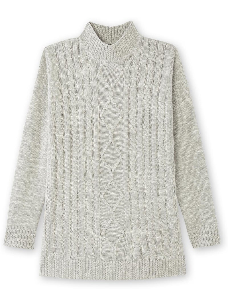 Pull col montant maille torsadée - DAXON Gris chiné - Kiabi