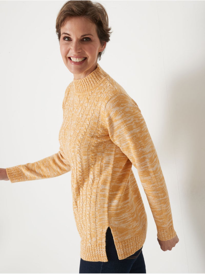 Pull col montant maille torsadée - DAXON Ocre - Kiabi