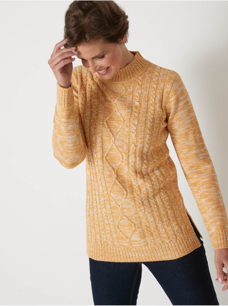 Pull col montant maille torsadée - DAXON Ocre - Kiabi