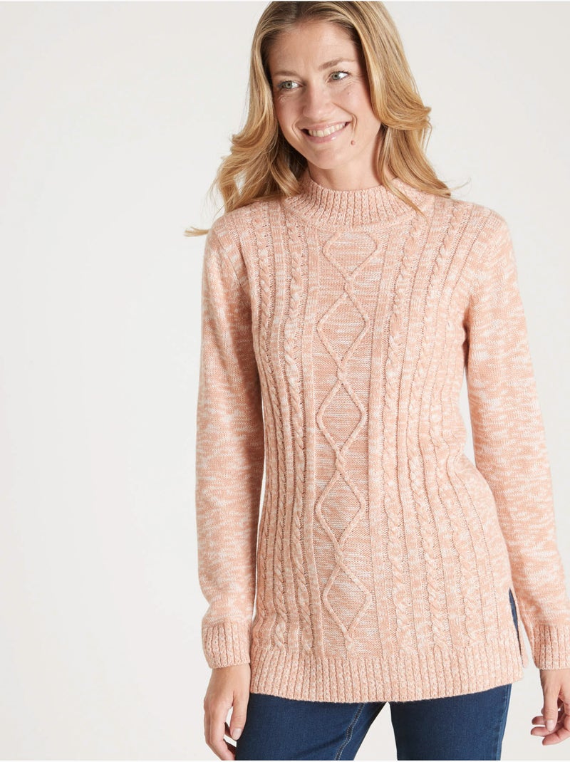 Pull col montant maille torsadée - DAXON Saumon - Kiabi