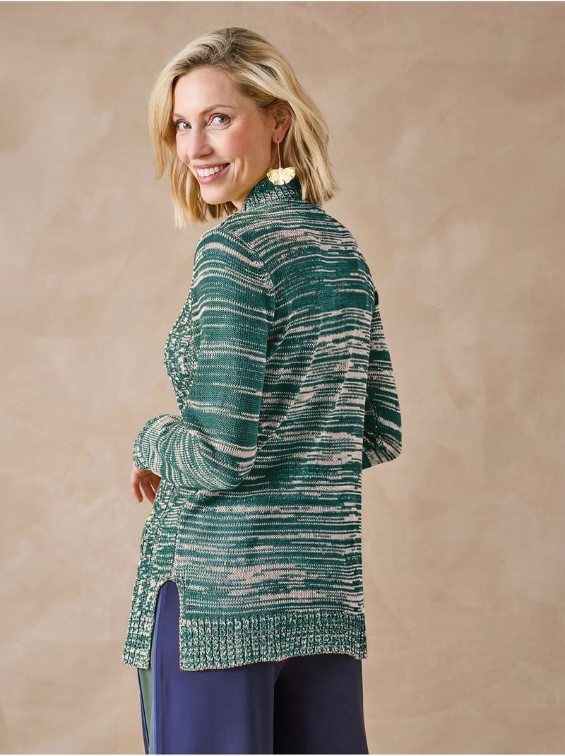 Pull col montant maille torsadée - DAXON Vert émeraude - Kiabi