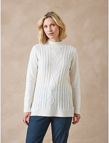 Pull col montant maille torsadée