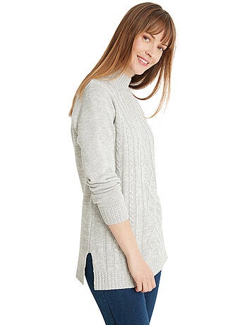 Pull col montant maille torsadée