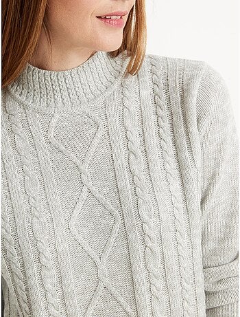 Pull col montant maille torsadée