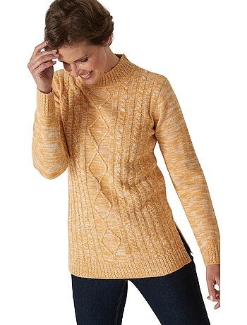 Pull col montant maille torsadée