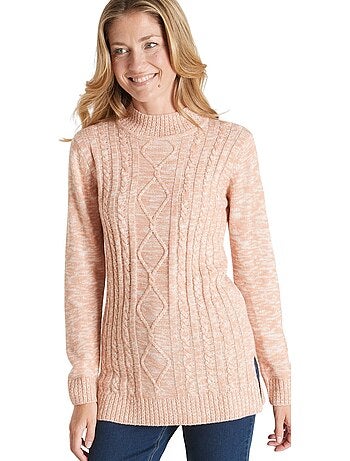 Pull col montant maille torsadée