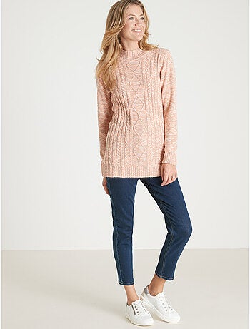 Pull col montant maille torsadée