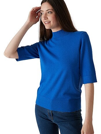 Pull col montant manches au coude