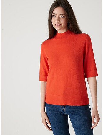 Pull col montant manches au coude