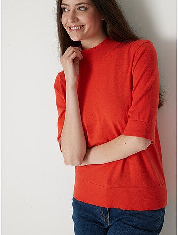 Pull col montant manches au coude