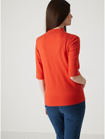 Pull col montant manches au coude