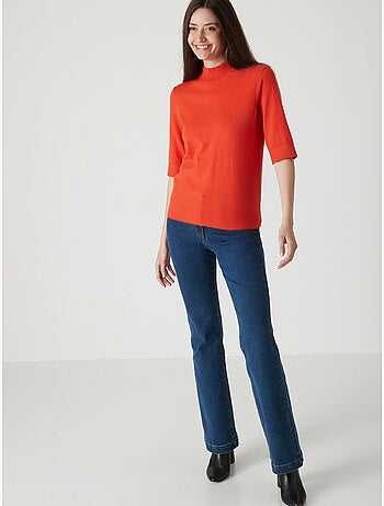 Pull col montant manches au coude