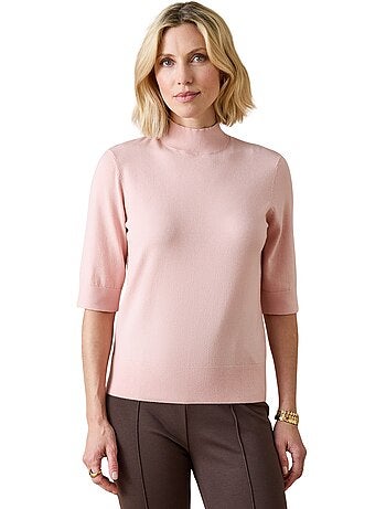 Pull col montant manches au coude
