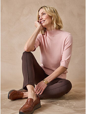 Pull col montant manches au coude