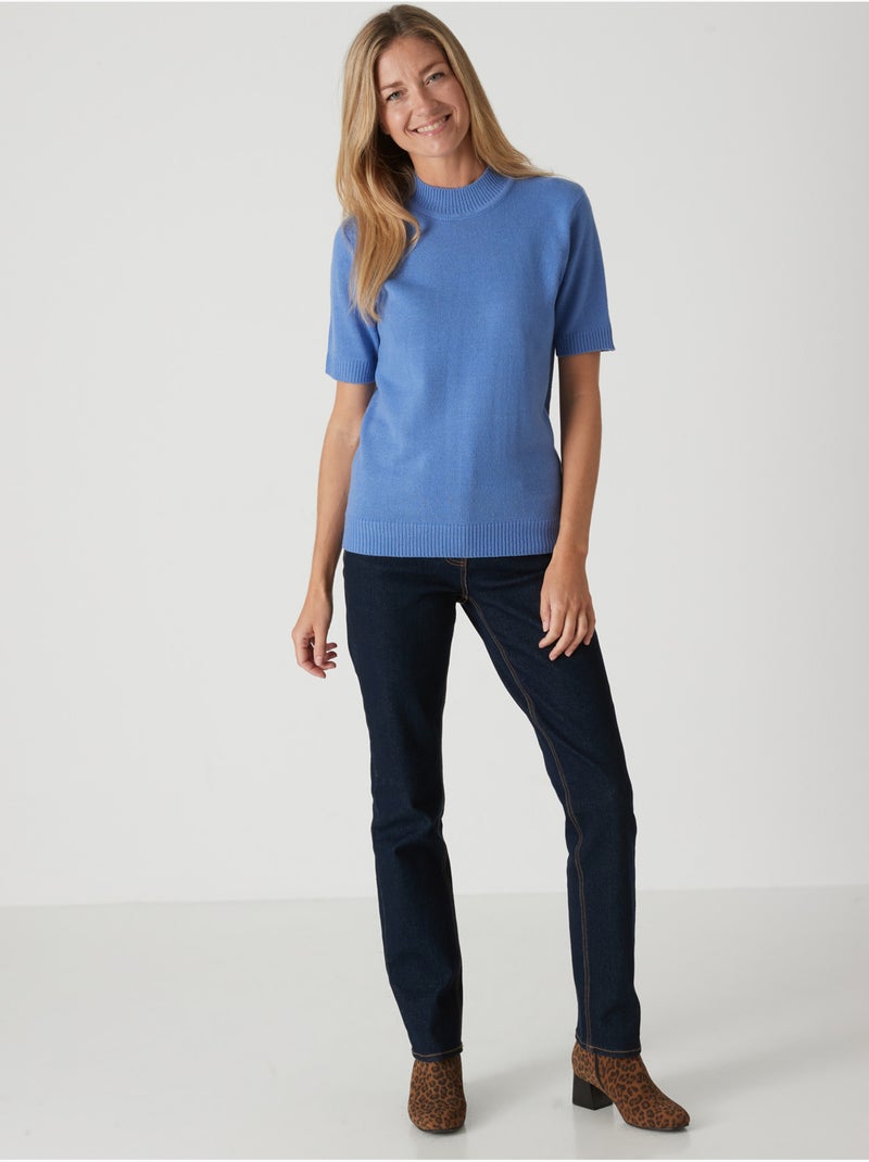 Pull col montant manches courtes - DAXON Bleu roi - Kiabi