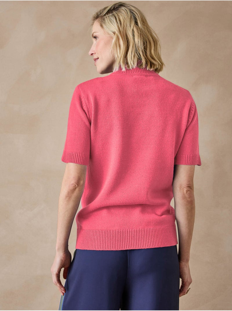 Pull col montant manches courtes - DAXON Rose - Kiabi