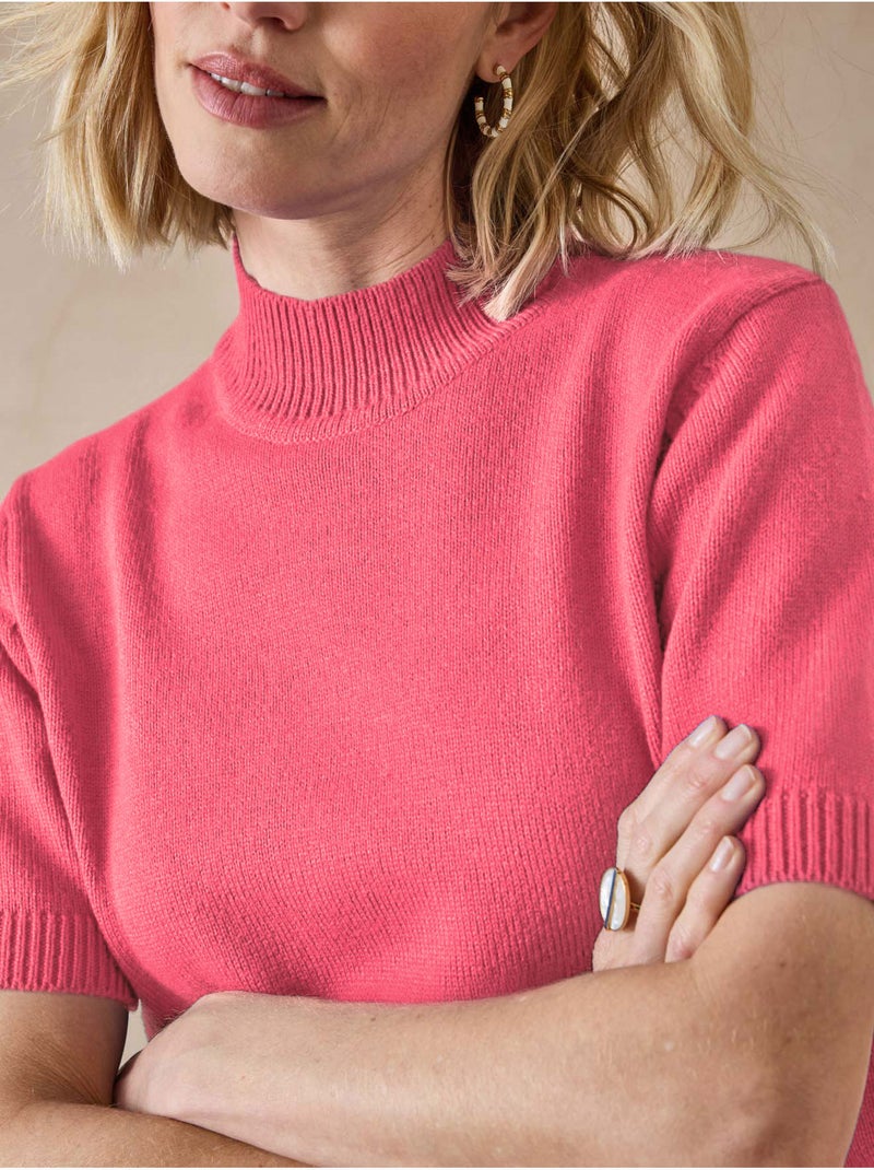 Pull col montant manches courtes - DAXON Rose - Kiabi