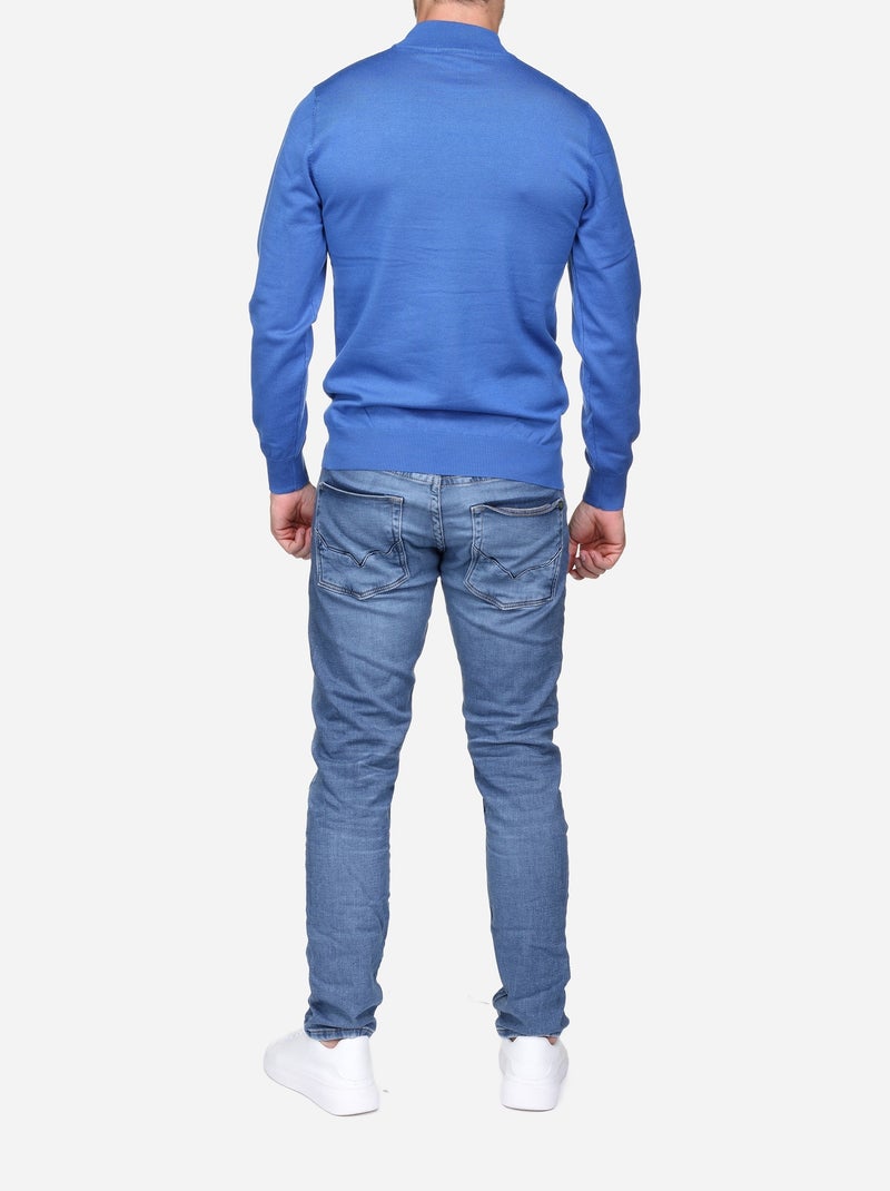 Pull col montant manches longues - Frilivin Bleu - Kiabi