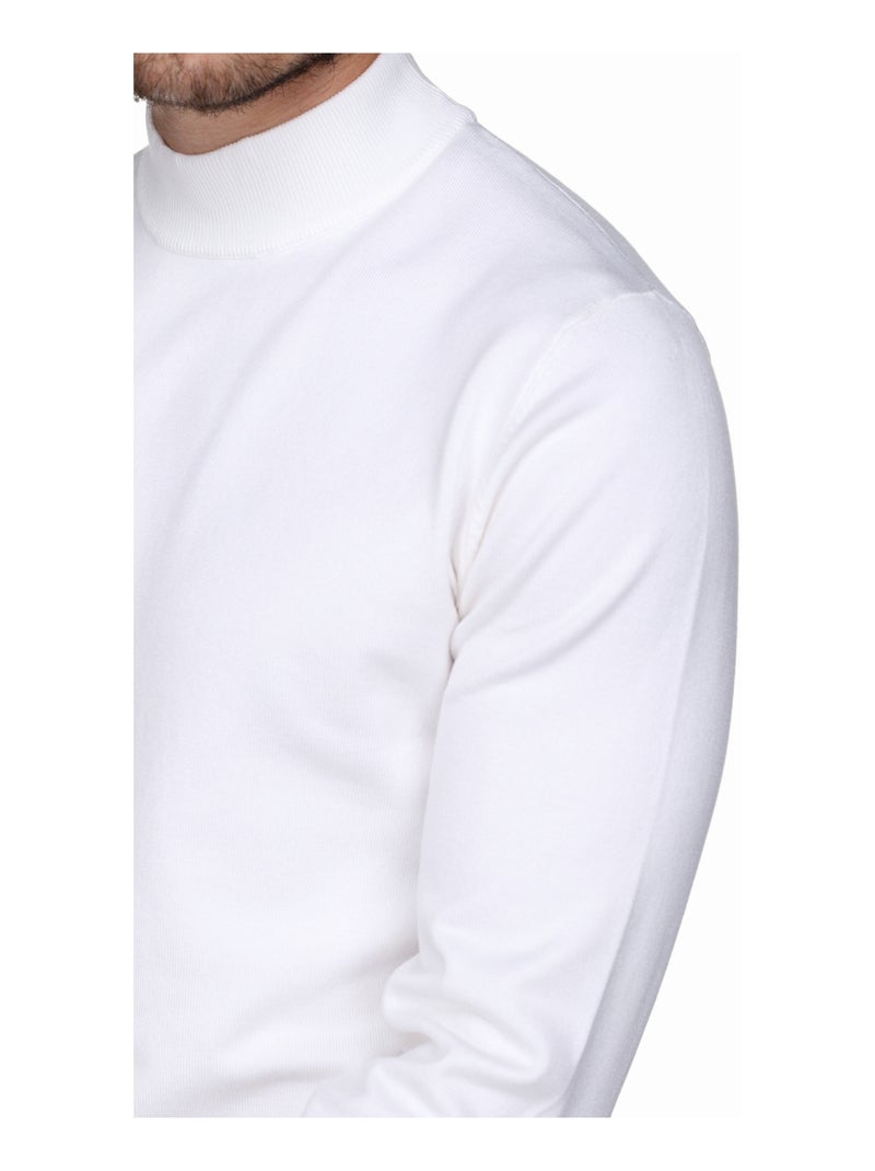 Pull col montant manches longues Blanc - Kiabi