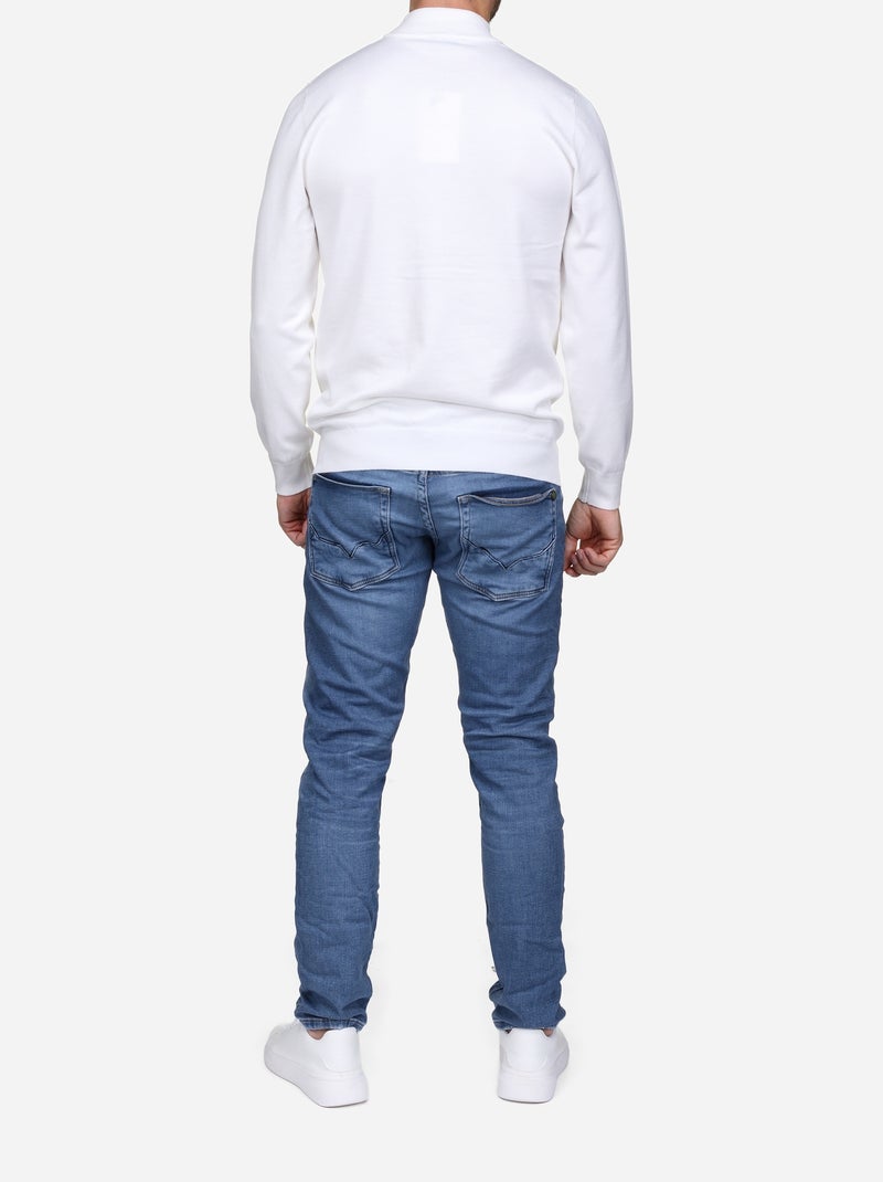 Pull col montant manches longues Blanc - Kiabi
