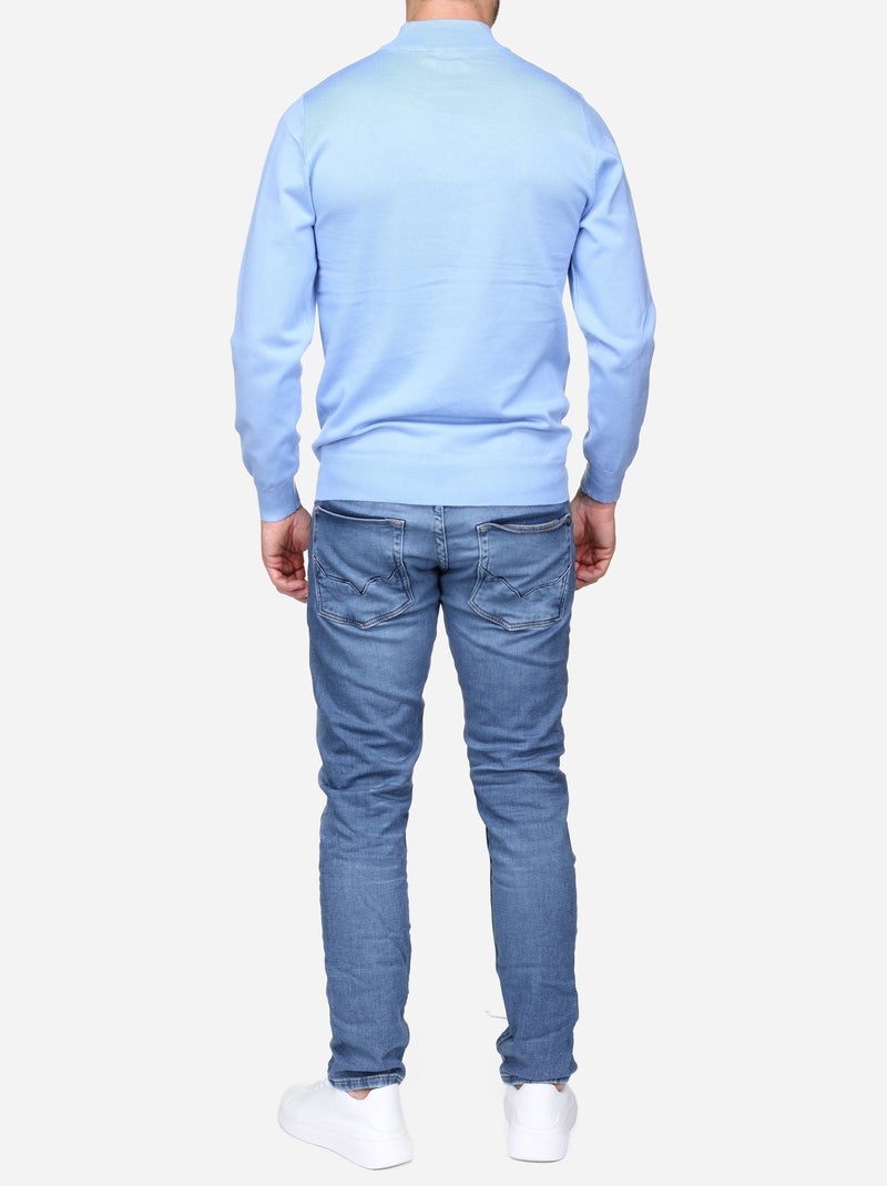 Pull col montant manches longues Bleu ciel - Kiabi