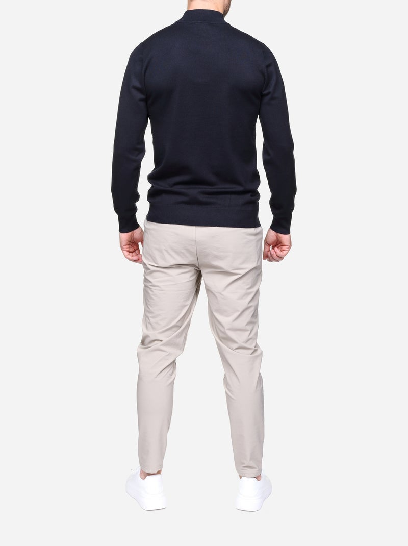 Pull col montant manches longues Bleu foncé - Kiabi