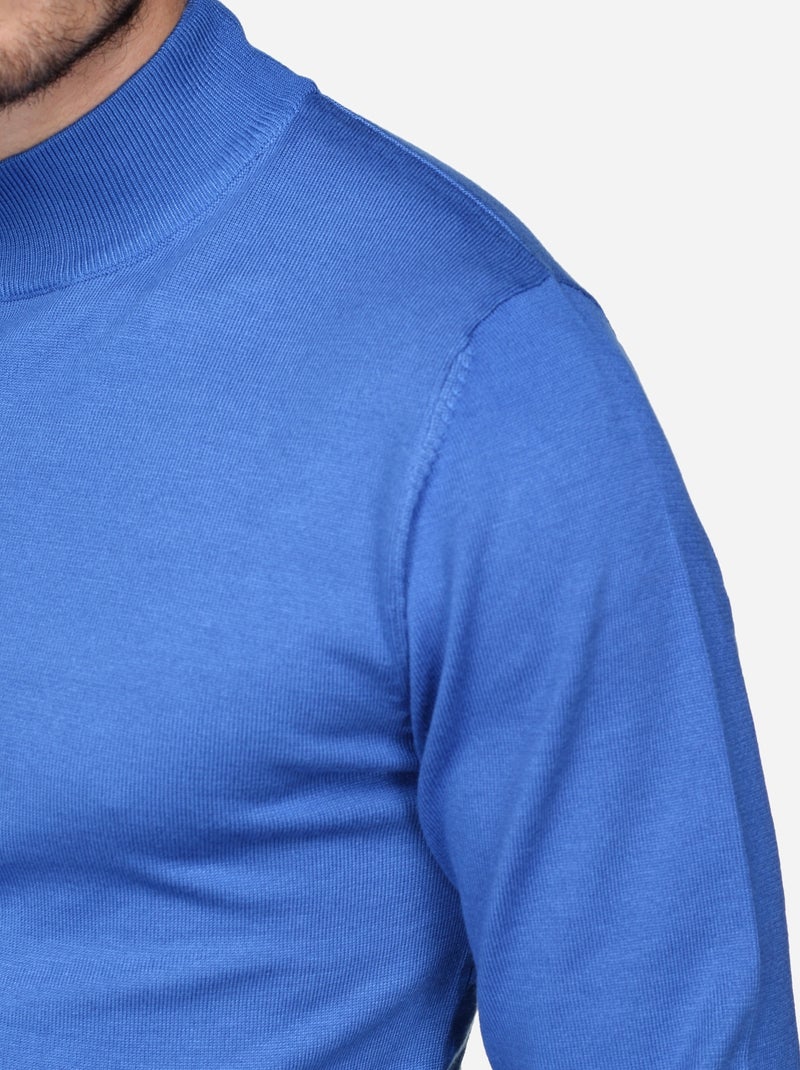 Pull col montant manches longues Bleu - Kiabi