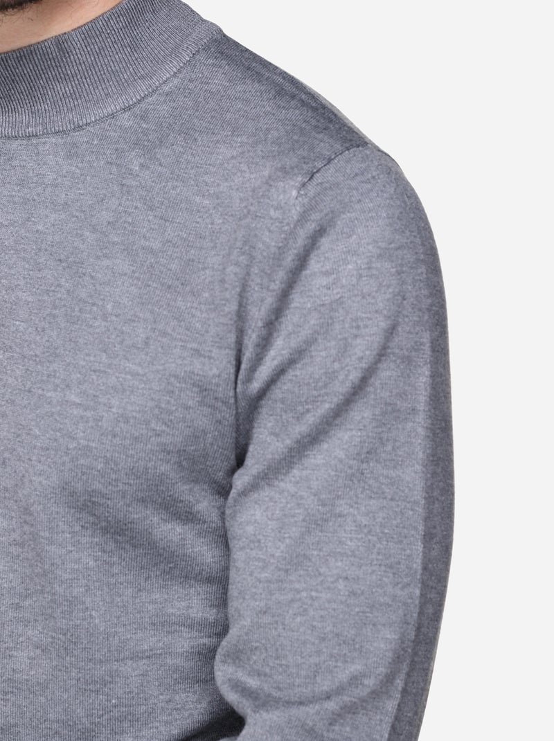 Pull col montant manches longues Gris - Kiabi