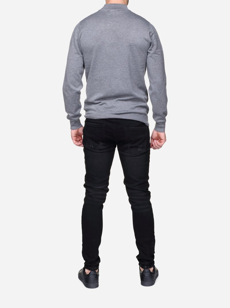 Pull col montant manches longues Gris - Kiabi