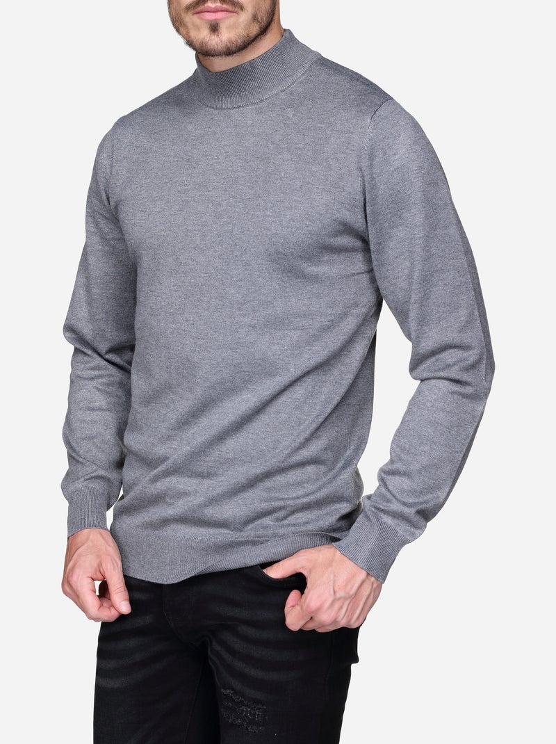 Pull col montant manches longues Gris - Kiabi