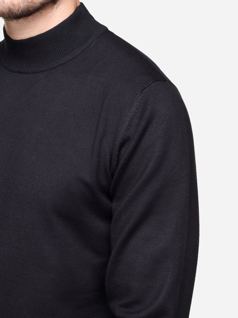 Pull col montant manches longues Noir - Kiabi