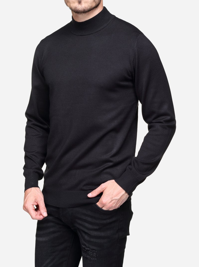Pull col montant manches longues Noir - Kiabi