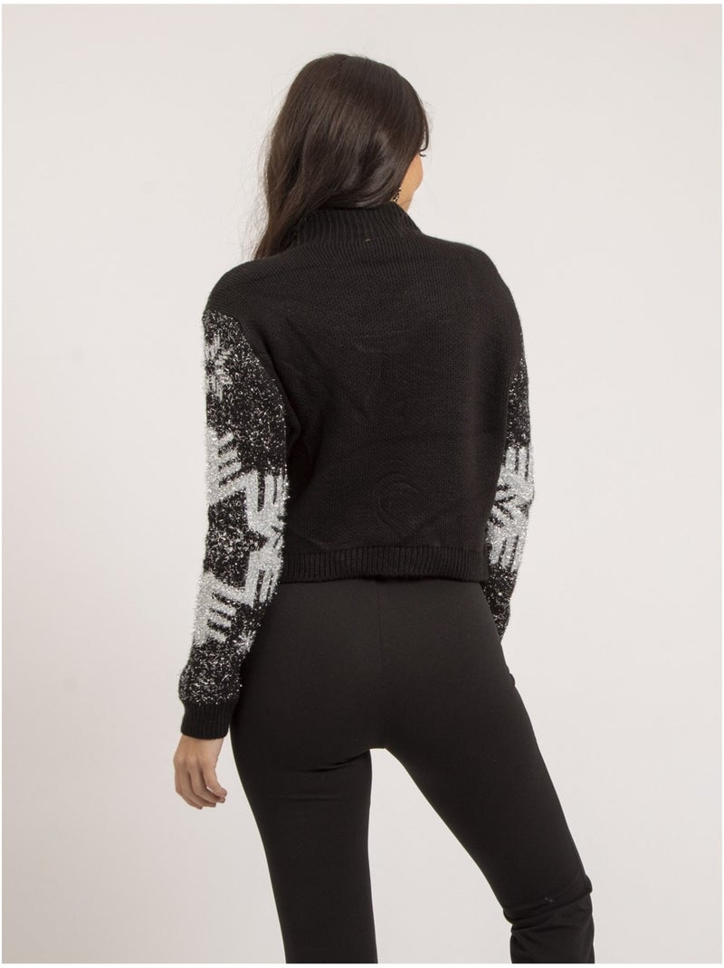 Pull col montant métallisé fantaisie KANA Noir - Kiabi