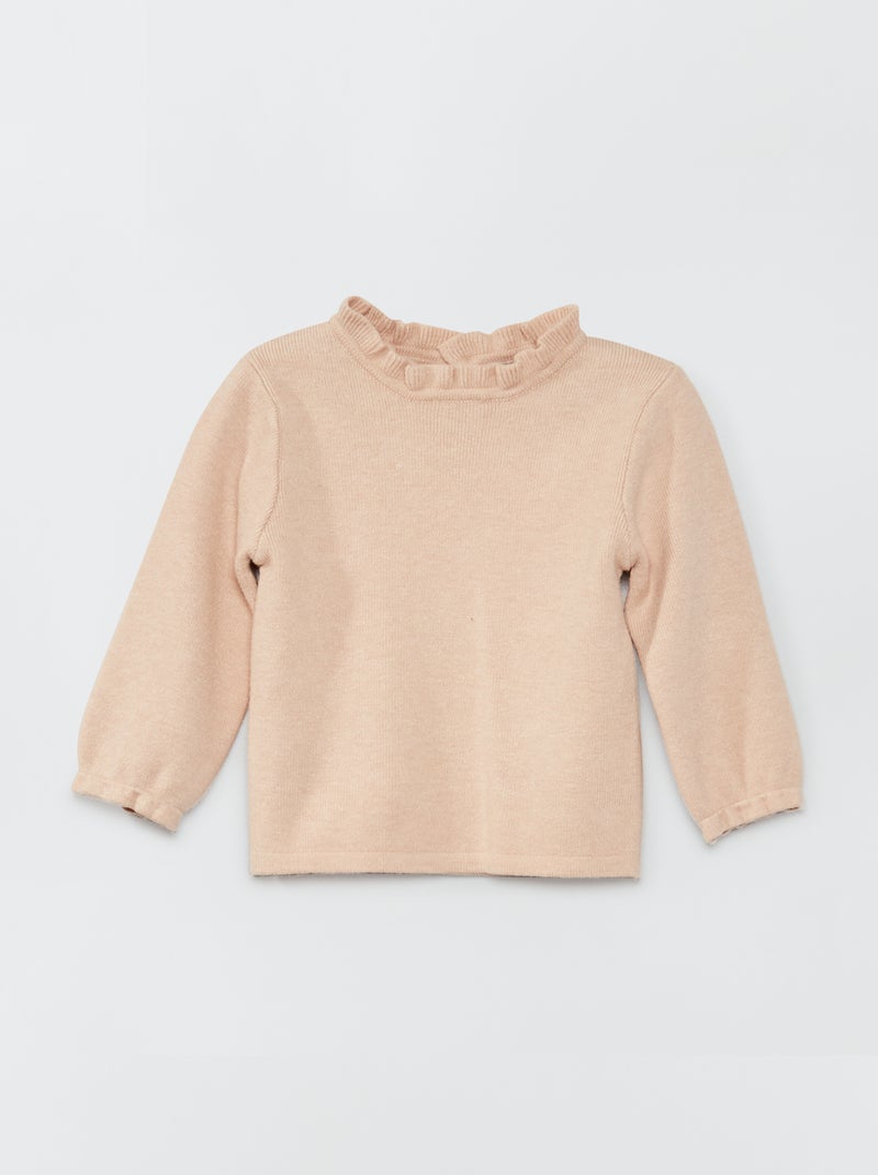 Pull col montant ondulé Beige - Kiabi